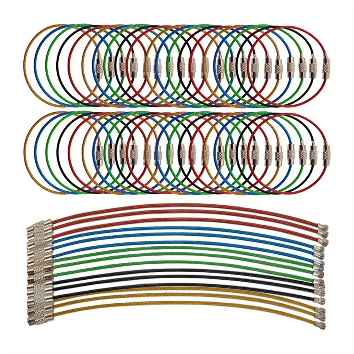A78I 100PCS Keychain, 5.9 Inches Stainless Steel Wire Ring Loop Rings for Hanging Luggage Tag, Keys Keepers