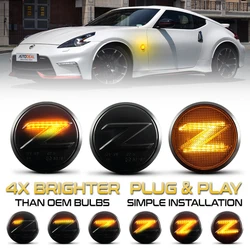 Feux de position latéraux ambrés dynamiques à LED, clignotant séquentiel, lampes pour Nissan ino 0z Coupé, Nismo Z34, 2009-2020, Canbus, 2 pièces