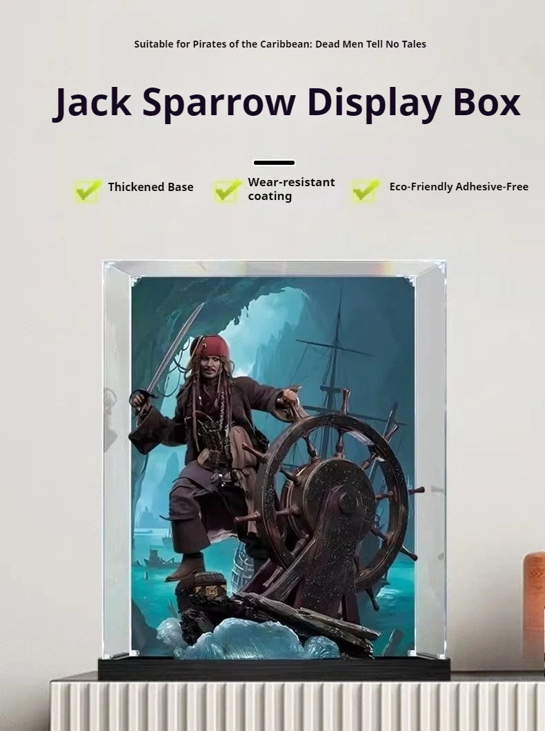 Acrylic display box suitable for Pirates of the Caribbean 5 Captain Jack figure model storage box with transparent dust cover