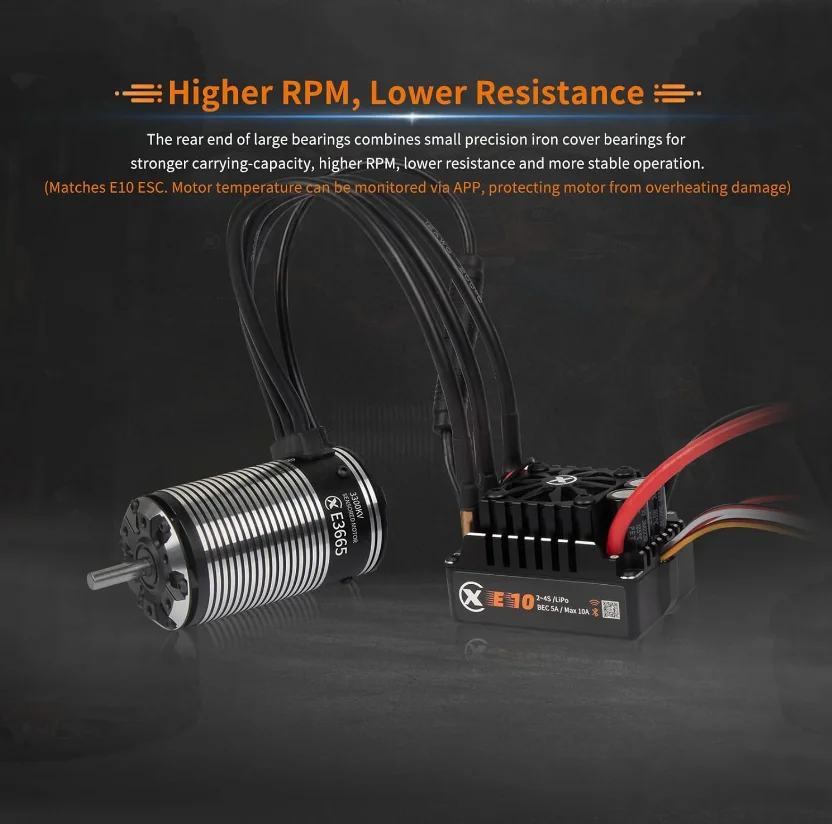 XC E3665 センサー付きブラシレスモーター 2500KV/3300KV 2-3S 1/10 RCカー ショートコース、トラック、モンスター用
