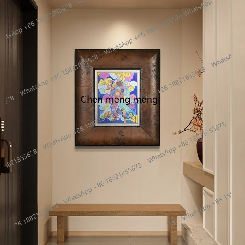 A74Pure handmade micro-engraving, Guan Gong pure titanium mural art hanging painting business gift
