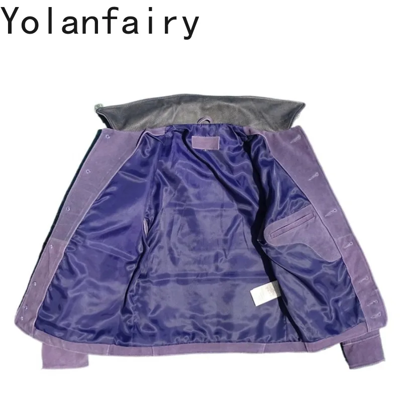 YOLANFAIRY 100% Genuine Leather Jacket Men Fashion Real Cow Leather Coat Man Clothes High Quality Pure Leather Coat Man 2026