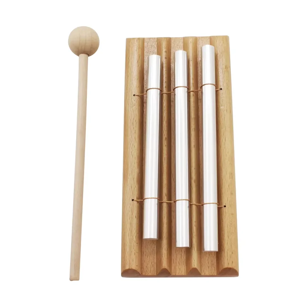 

3 Tone Wind Chimes Tabletop Meditation Chime Wind Bell Wooden Percussion Music Instrument Educational With Mallet Musical Toys