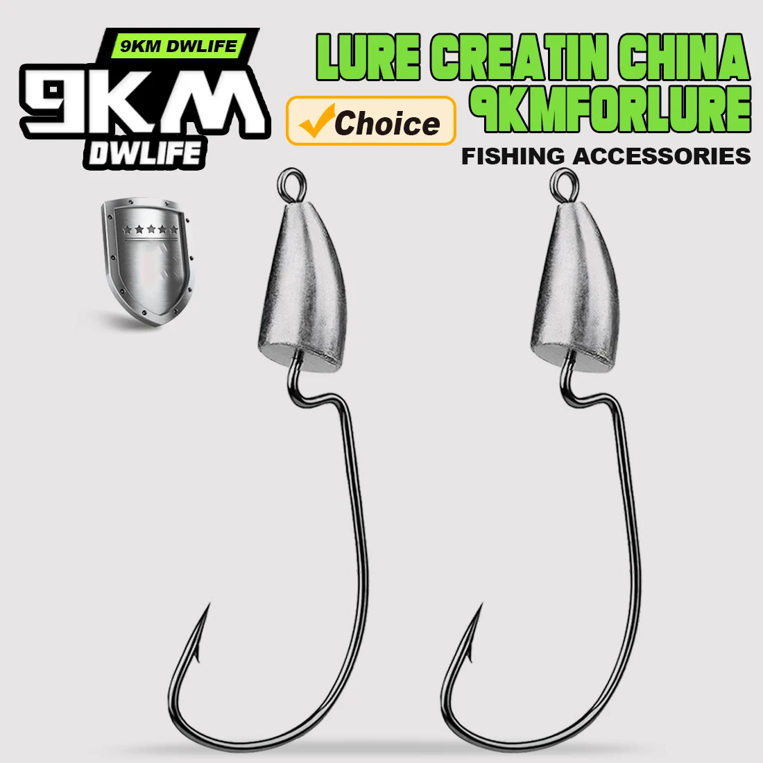 9KM 10Pcs Bullet Jig Head Hooks Wide Gap Worm Hooks