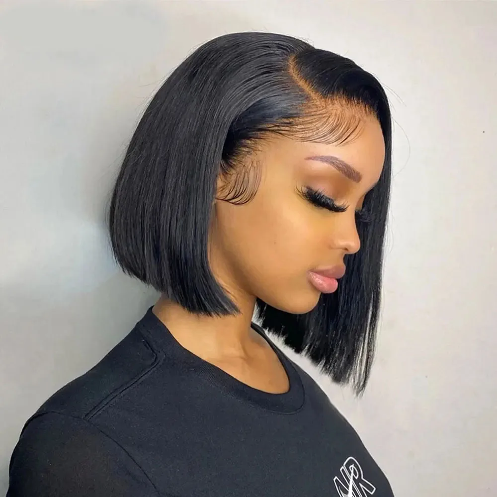 Straight Glueless Bob Wigs Human Hair Pre Plucked 13x4 Straight Lace Front Wigs Human Hair For Women Brazilian Remy Cheap Wig