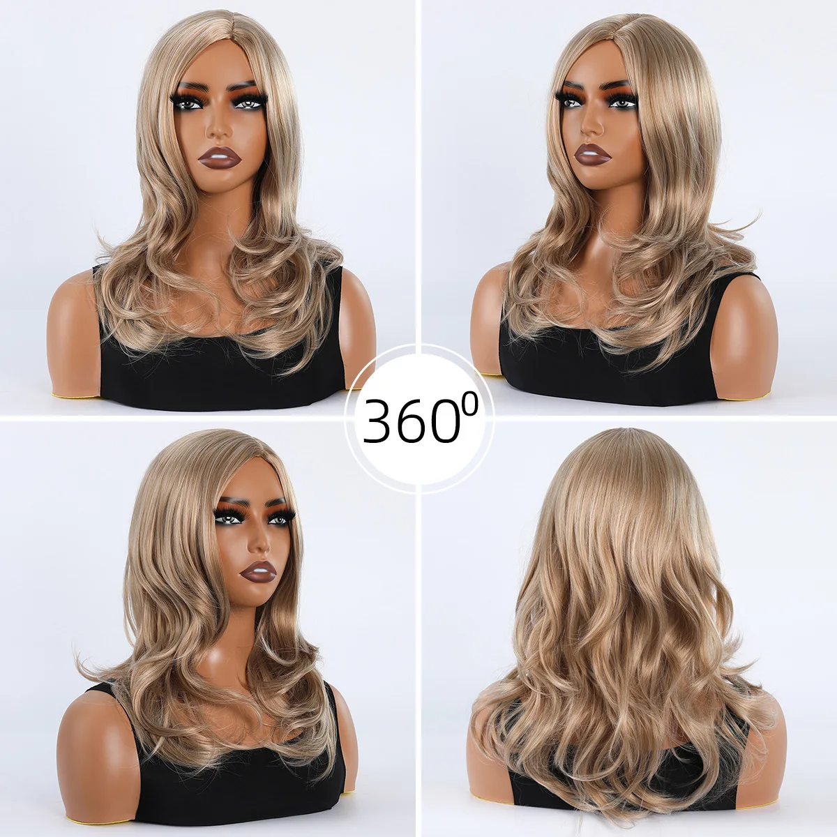 Medium Split Big Wave Synthetic Fiber Wig