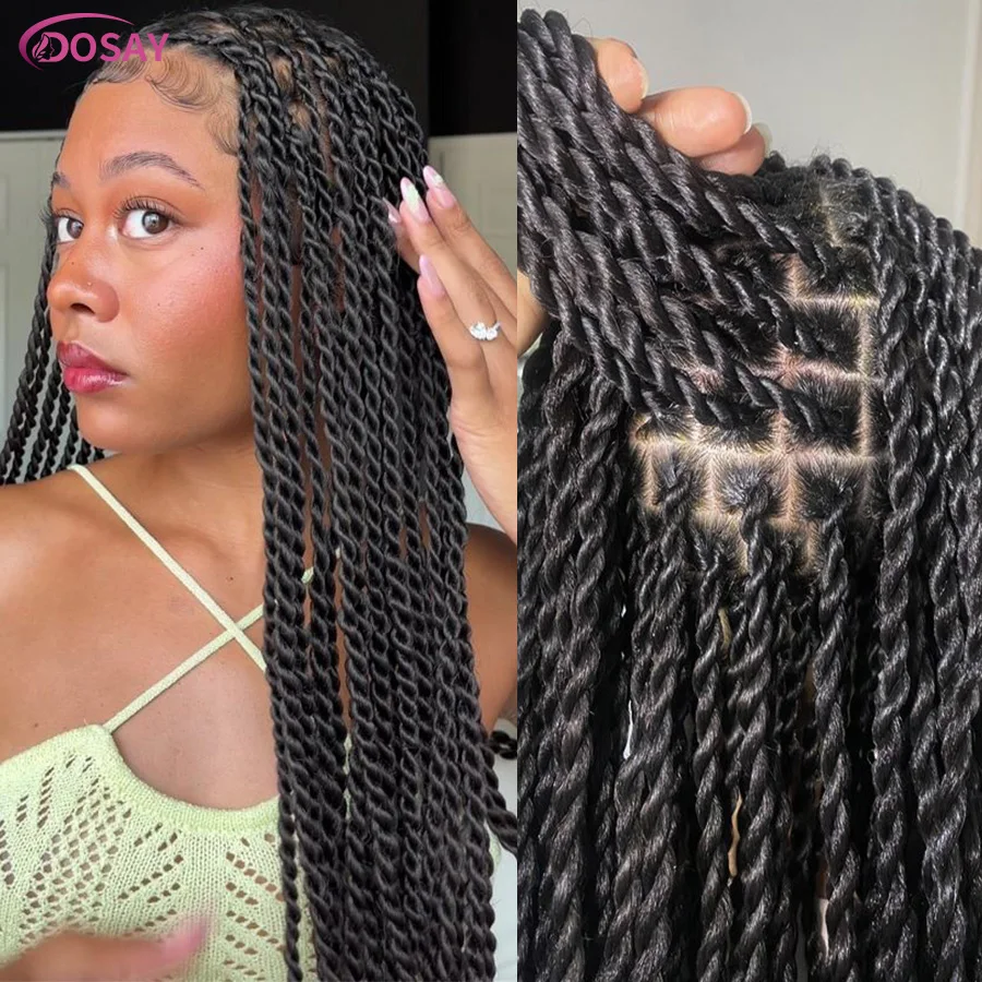 Super Long 40'' Senegalese Twists Stnthetic Full Lace Braided Wigs For Black Women Knotless Box Braids Twist Wigs Goddess Braids