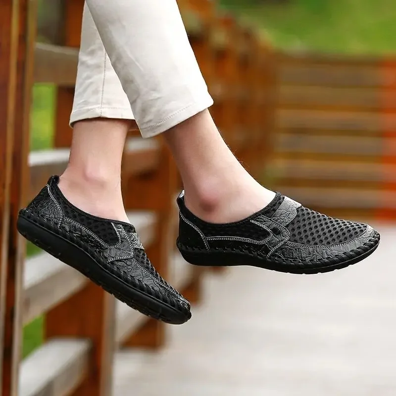 Coslony men sneakers breathable air mesh outdoor slip on Casual Shoes 2023 Summer Footwear Fashion Soft Male loafers men brand