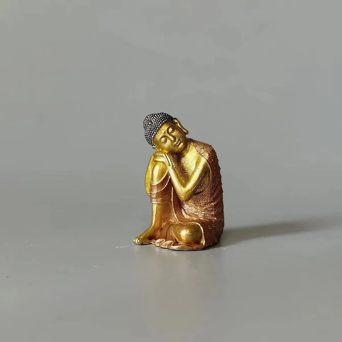Thinking Buddha Pure Painted Rockery Macro Accessories Small Ornaments Mini Buddha Statue Little Guanyin Figure of Buddha