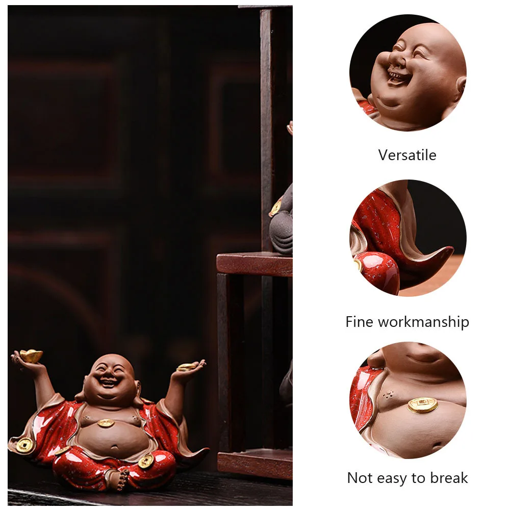 

1Pcs Maitreya Buddha Ceramic Decor Auspicious Peaceful Sculpture Buddha Statue for Home Office Shop Opening Souvenir