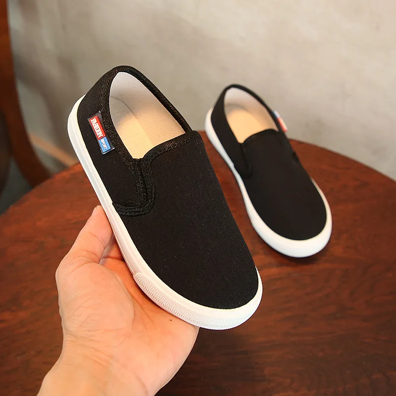 New Spring Autumn Boys Girls Slip-on Canvas Vulcanized Shoes Kids Breathable Soft-soled Shoes Children Casual School Cloth Shoes