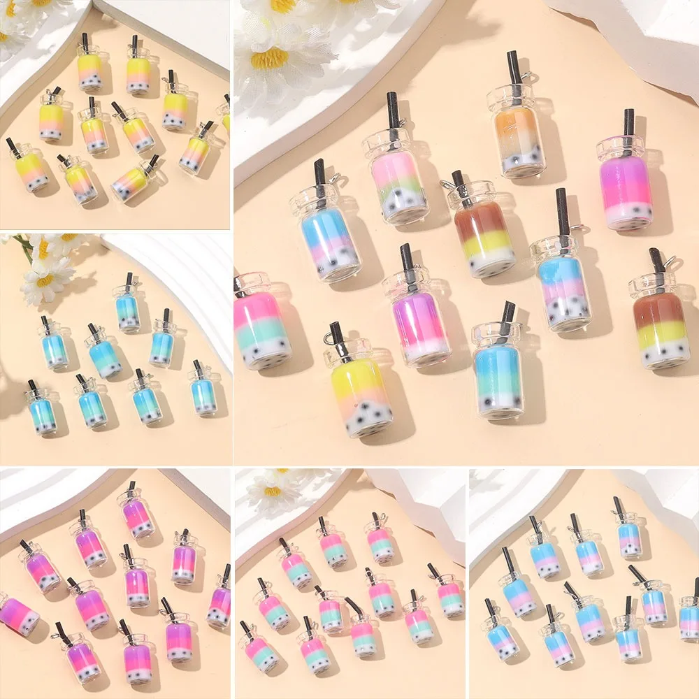 4/9/19pcs Multicolor MilkTea Bottle Shaped Pendant,DIY Bracelet Earrings,Valentine's Day Mother's Day Christmas Gift Accessories