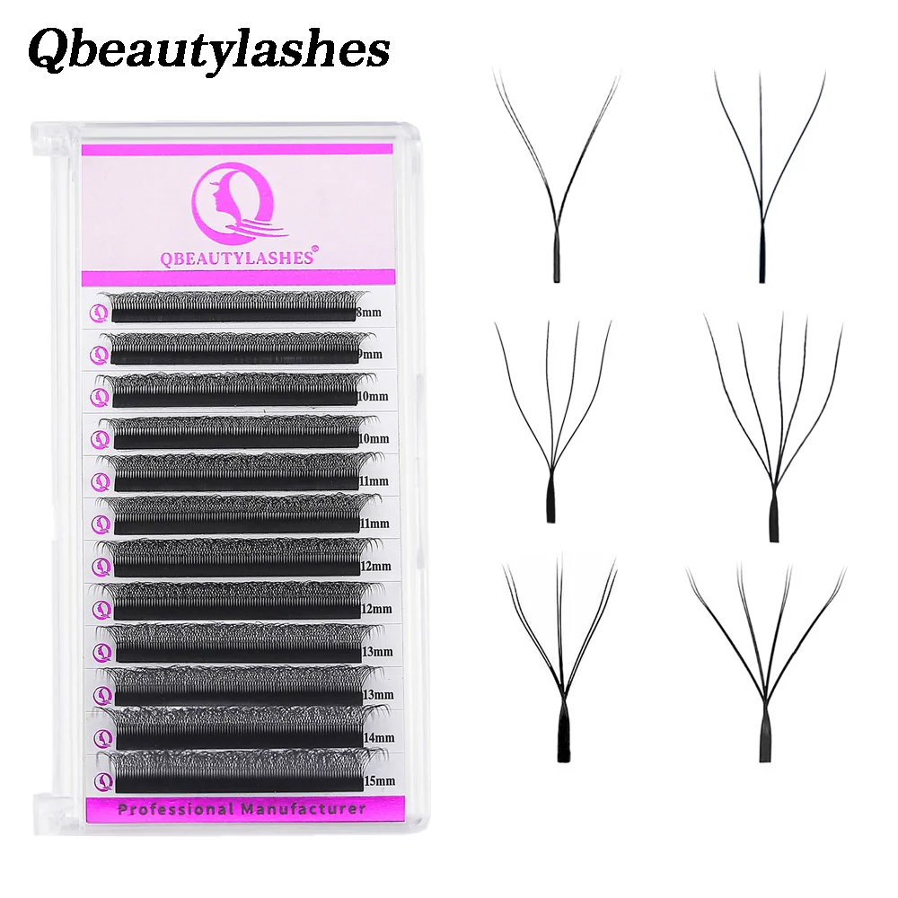 Qbeautylashes W Shape 3D 4D 5D 6D 8D Eyelash Extensions Curl C D Soft Natural Individual Premade Fans YY Lash Wholesale