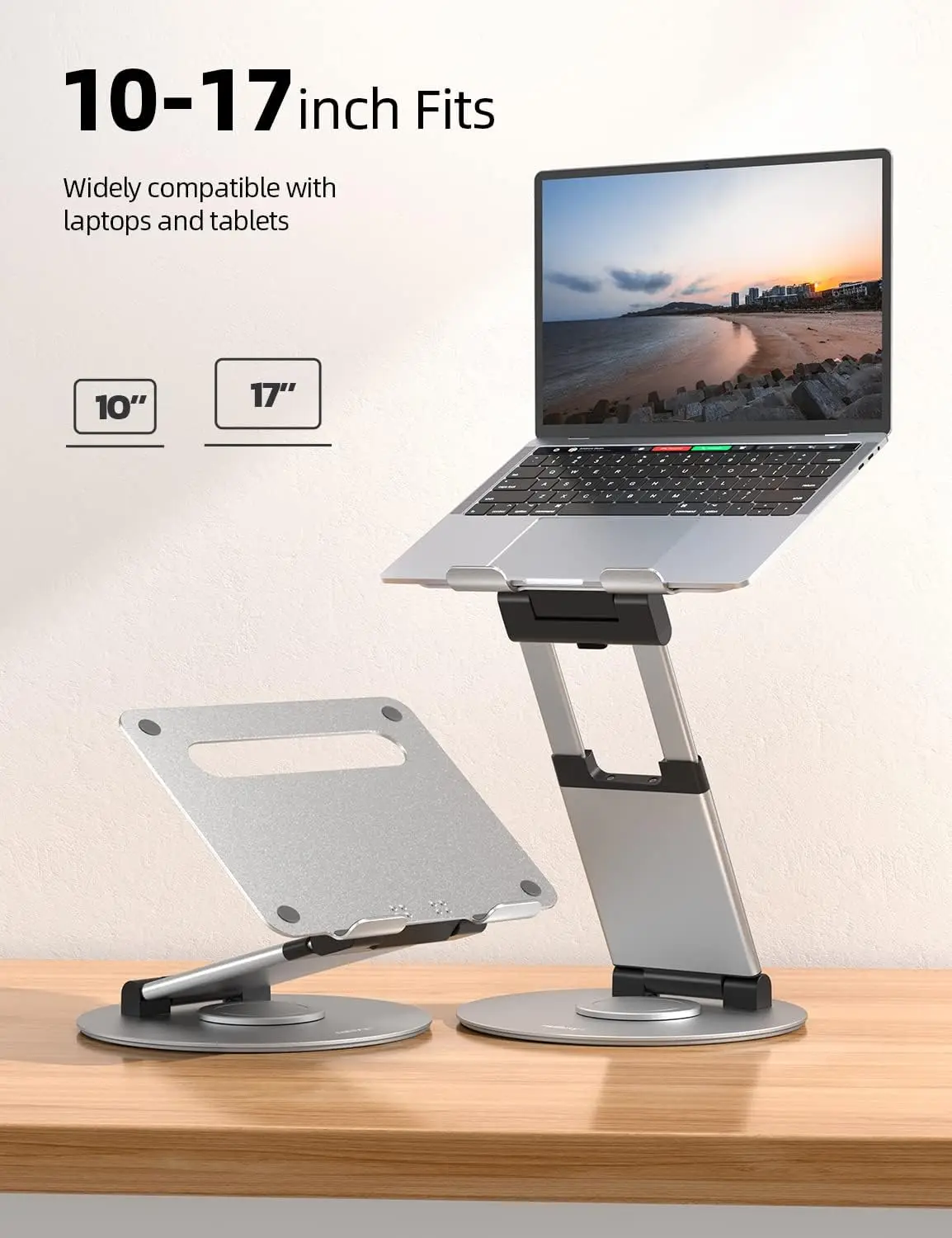 elescopic 360 Rotating Stand for Desk Adjustable Height Swivel Pull Out Design Ergonomic Laptop  Fits All 10-17"Laptops Computer