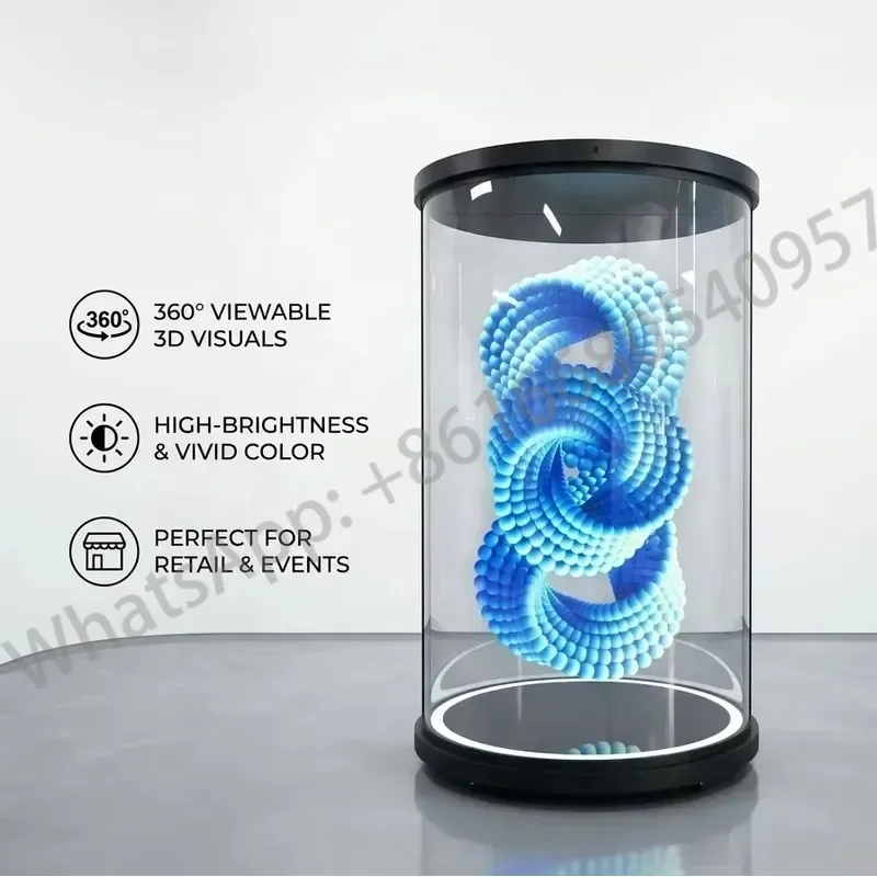 75 Inch Cylindrical Holographic Display 4K UHD 3D Hologram Cylinder Showcase for Museum Exhibition