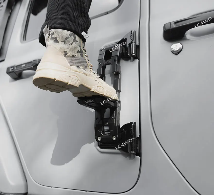 LC4WD 4X4 Exterior Accessories OMU Series Door Hinge Step Aluminum Folding Foot Pedal For Jeep Wrangler JK JL JT - view 5