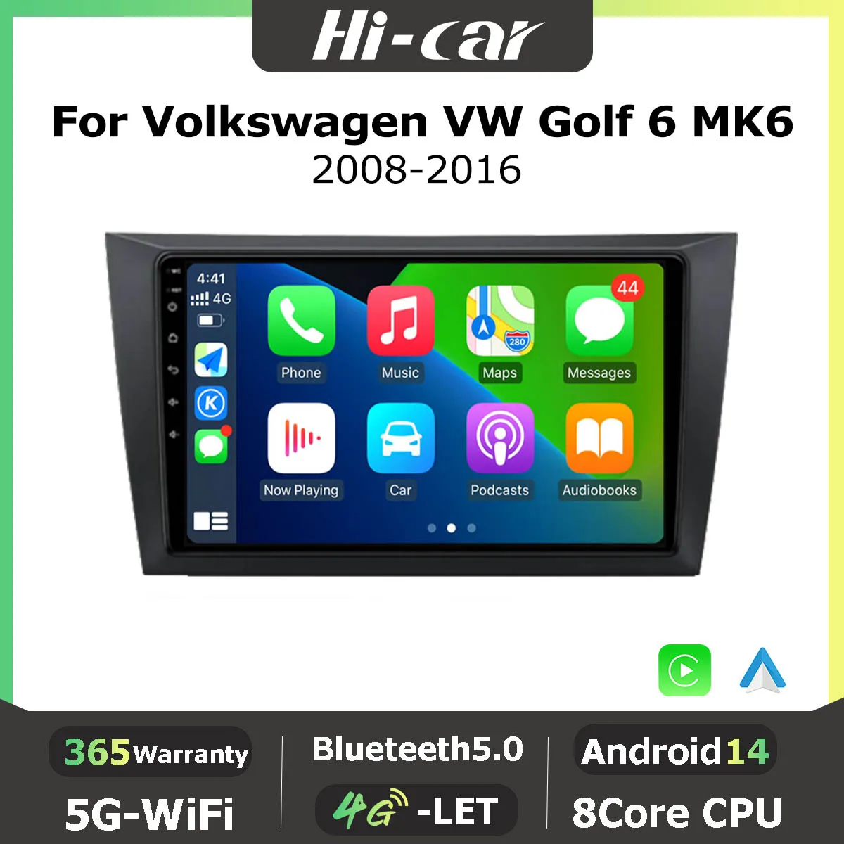 Android14 2Din Car Radio For Volkswagen VW Golf 6 MK6 2008-2016 Autoraido Stereo Navigation GPS Multimedia Video Carplay DVD