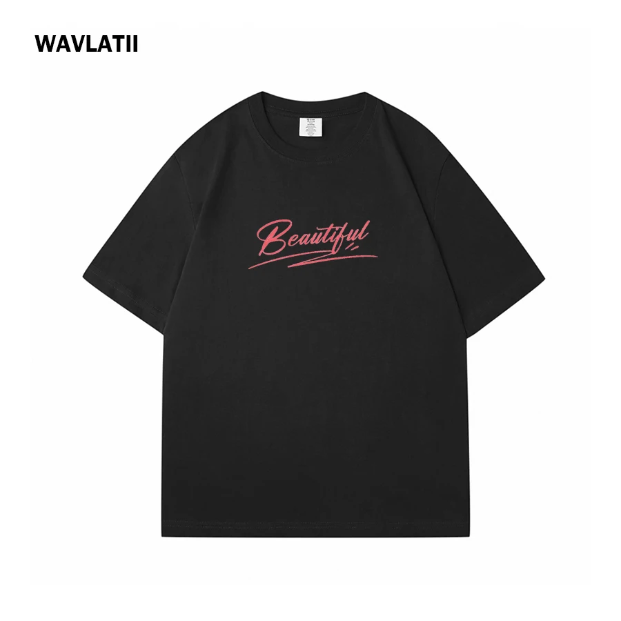 Picture 4: WAVLATII Women White Cotton T Shirts for Summer Female Beautiful Print Short Sleeve Summer Tees Lady O-neck Pink Tops WT2502