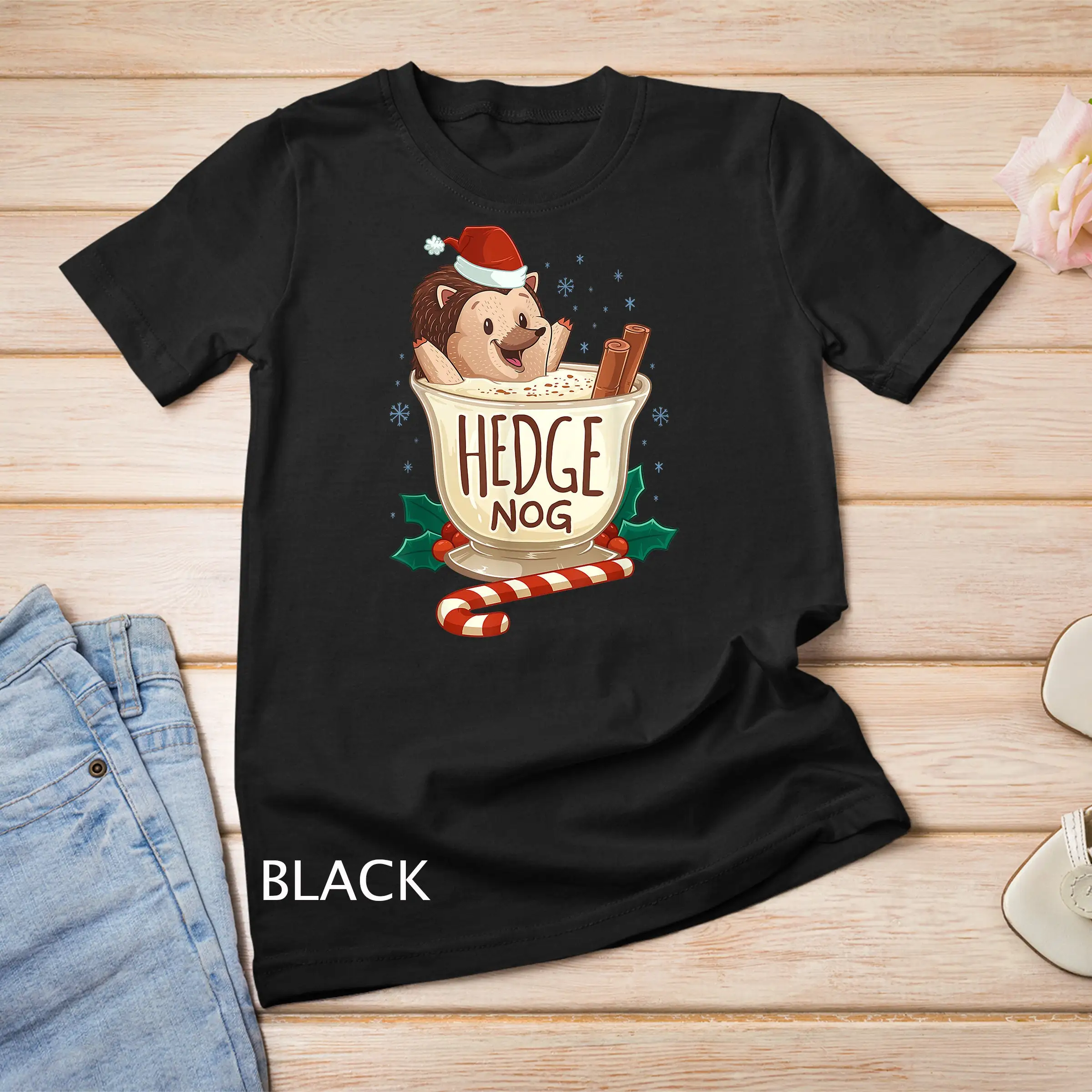 Funny Xmas Hedge Nog Hedgehog Eggnog Christmas T Shirt Sweat