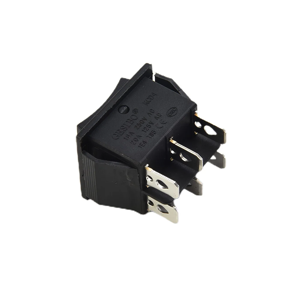 1PCS DPDT Black Rocker Switch Power Switch ON-OFF-ON 3 Position 6 Pins The Arrow Is Reset 16A 250VAC/ 20A 125VAC