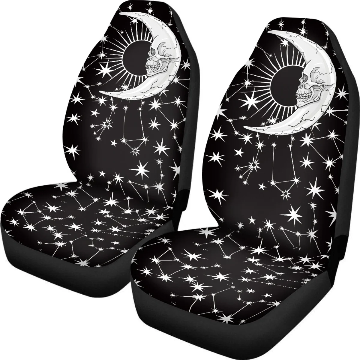 INSTANTARTS 2pcs/Set Vehicle Seat Cover for Women Blessing Witch Sun Moon Design Galaxy Dirt Resistant Auto Front Seat Protector