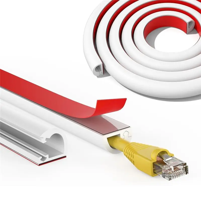 AA94-2Pcs Self Adhesive Cable Hider 118 Inch Wall Cord Hider Cord Cover For Wires,Flexible Wire Cover Cable Raceway
