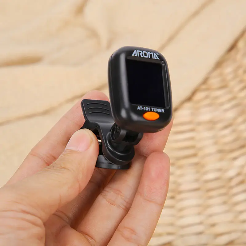 Aroma AT-01A Clip-on จูนเนอร์กีตาร์กีตาร์เบส Ukulele ไวโอลิน Chromatic Tuner