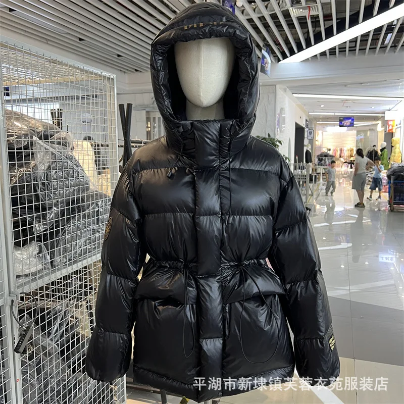 Chaqueta de plumón de ganso para mujer, abrigo ajustado con capucha, Parkas cortas cálidas coreanas, moda de otoño e invierno, 2023