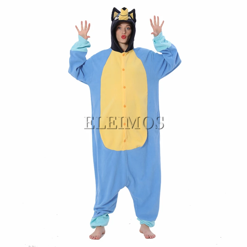 Adult Blue Kids Orange Dog Kigurumi Onesie Women Men Animal Pajamas Halloween Costume Cosplay Jumpsuit Christmas Gifts