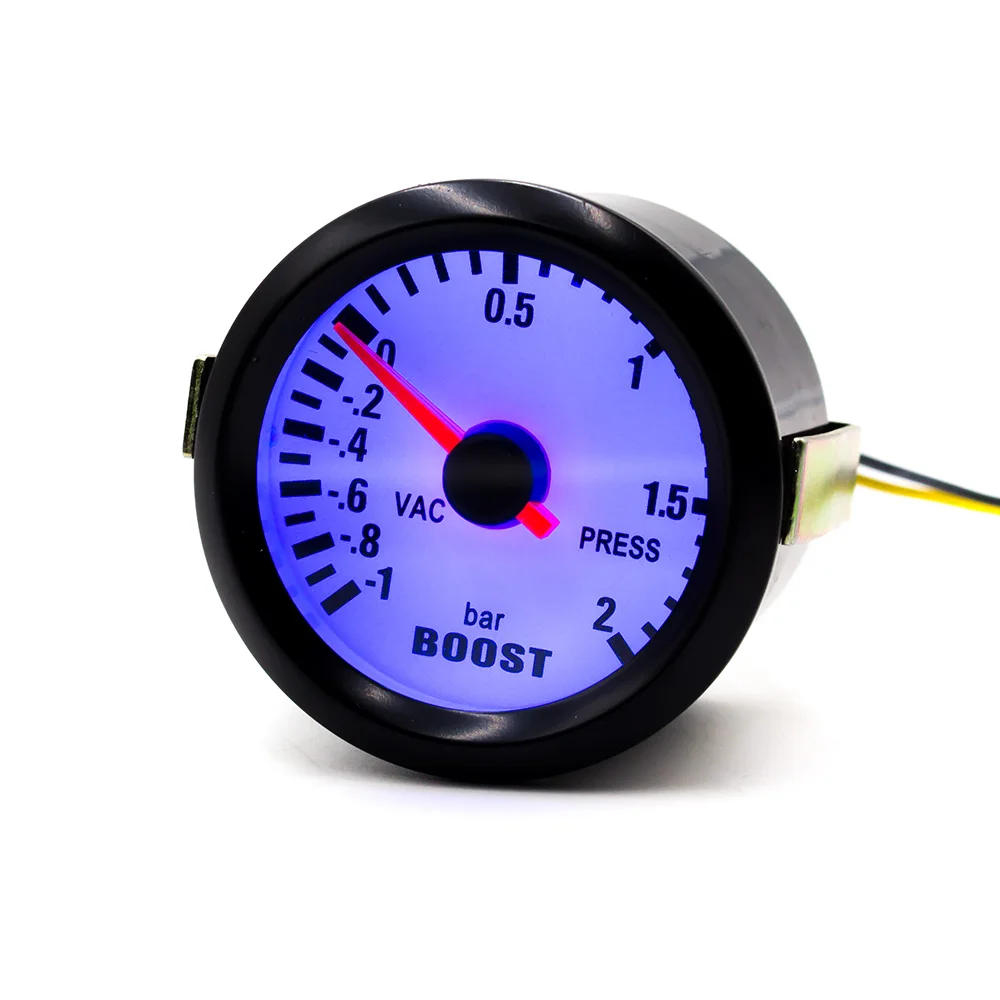 

YOMI 2"52mm Mechanical 12V Car Turbo Boost Gauge -1~2Bar Black Turbo Boost Meter Blue LED Auto Car Gauge Meter