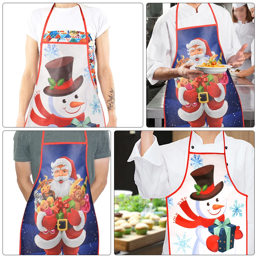 

2 Pcs Holiday Kitchen Apron Christmas Clothing Aprons Snowman Costumes for Adults