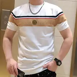 Summer O-neck Top Tee Stitching Men T Shirt Breathable Hot Drill Short Sleeve T-Shirt Social Club Outfits Streetwear Tee Shirt