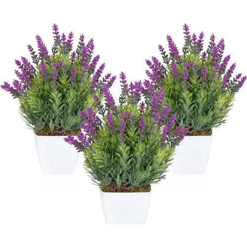 Çiçekmisin 3 Pcs In Pots Lavender Garden Artificial Flower