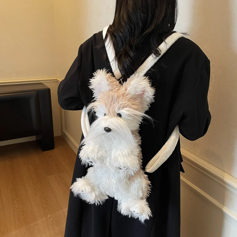 Schnauzer chien chat sac à dos Super doux à la mode décoration sac à bandoulière enfants dessin animé animaux poupées noël Halloween cadeau