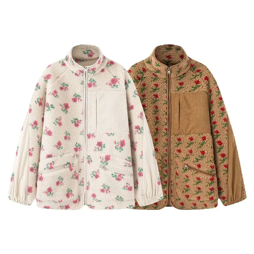 

Осенне-зимний новый женский свободный универсальный пуловер с капюшоном из овечьей шерсти и цветочным принтом