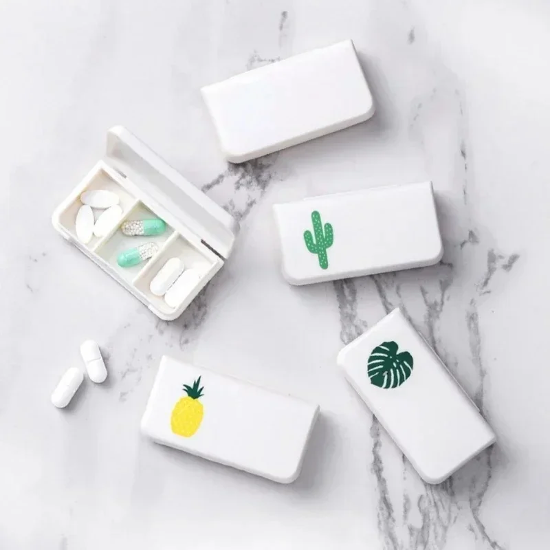 1/2/3/4pcs Mini Organizer Case 3 Grids Pill Box Tablet Pill Case Dispenser Medicine Boxes Dispensing Medical Kit Cute Pattern
