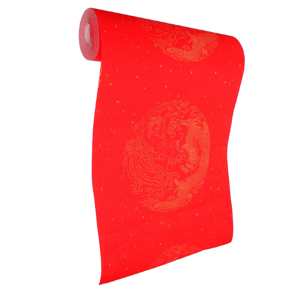 

Red Rice Paper Couplet 34cmx20m Calligraphy Spring Festival New Year Blank Scroll DIY Decorative Painting Art Supplies