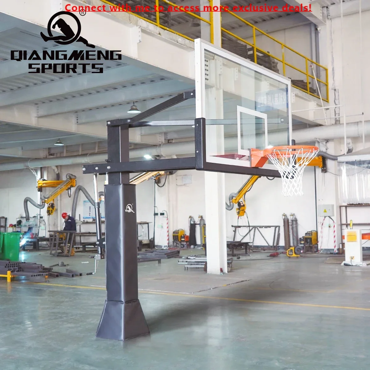 

Adjustable Height Sports Training Equipment Outdoor Hot Dip Galvanized In Ground Basketball Hoop With 72*42'' Tempered Glass Ba