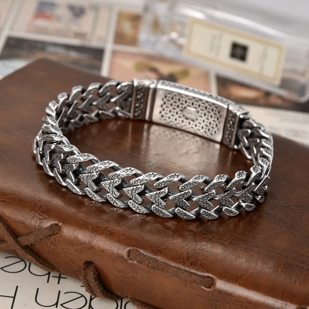 925 sterling silver boy hand-woven classy fashion style seiko eternal rattan grass pattern bracelet stylish women's jewelry