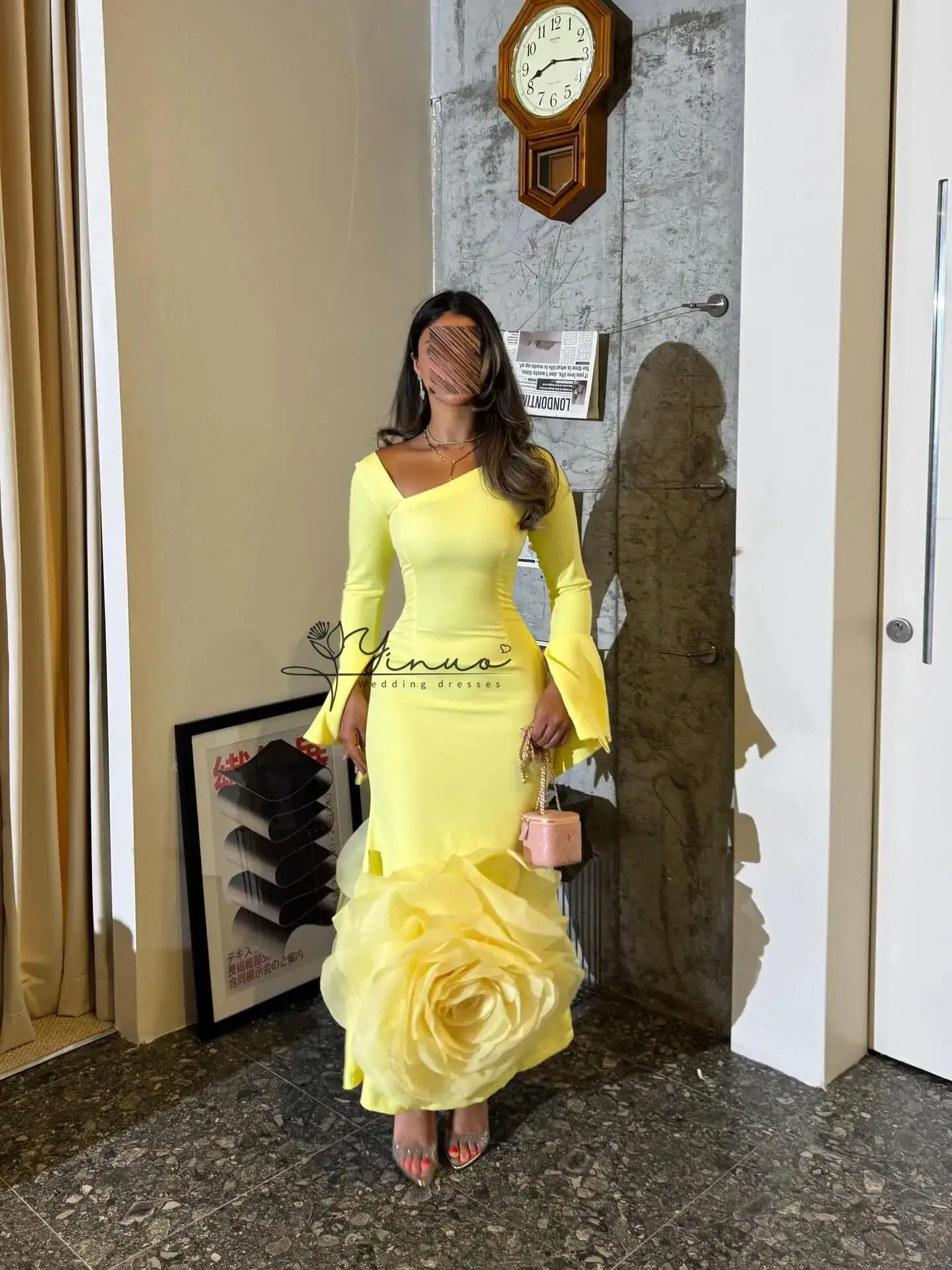 

Платье Dresse Ypmwzx с асимметричной колонной длиной до щиколотки, коктейльное платье с 3D цветком