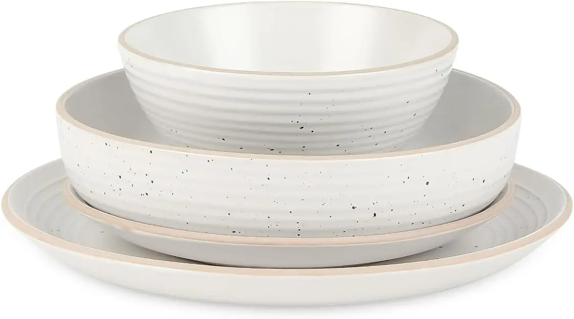 

Modern Stoneware 16-piece Round Dinnerware Set, Plates and Bowls Set, Dish set for 4, Off White