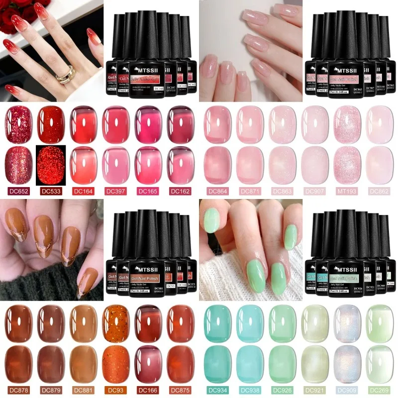 6pcs Jelly Gel Nail Polish Set All-Season Nails DIY Nail Art UV/LED Painting Varnish Gel Manicure Kit Long Lasting Nail Supplies