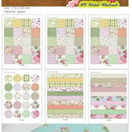 6 Stück frische Blumen-Stoffaufkleber, Set mit 6 Stück, für Tagebuch, Scrapbook, Schreibwaren