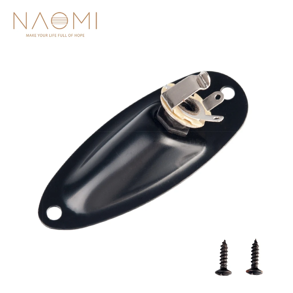 

NAOMI Boat Style Strat Jack Socket Plate 1/4" Guitar Pickup Output Input Jack Plug Socket Black For Strat Electric Guitar New