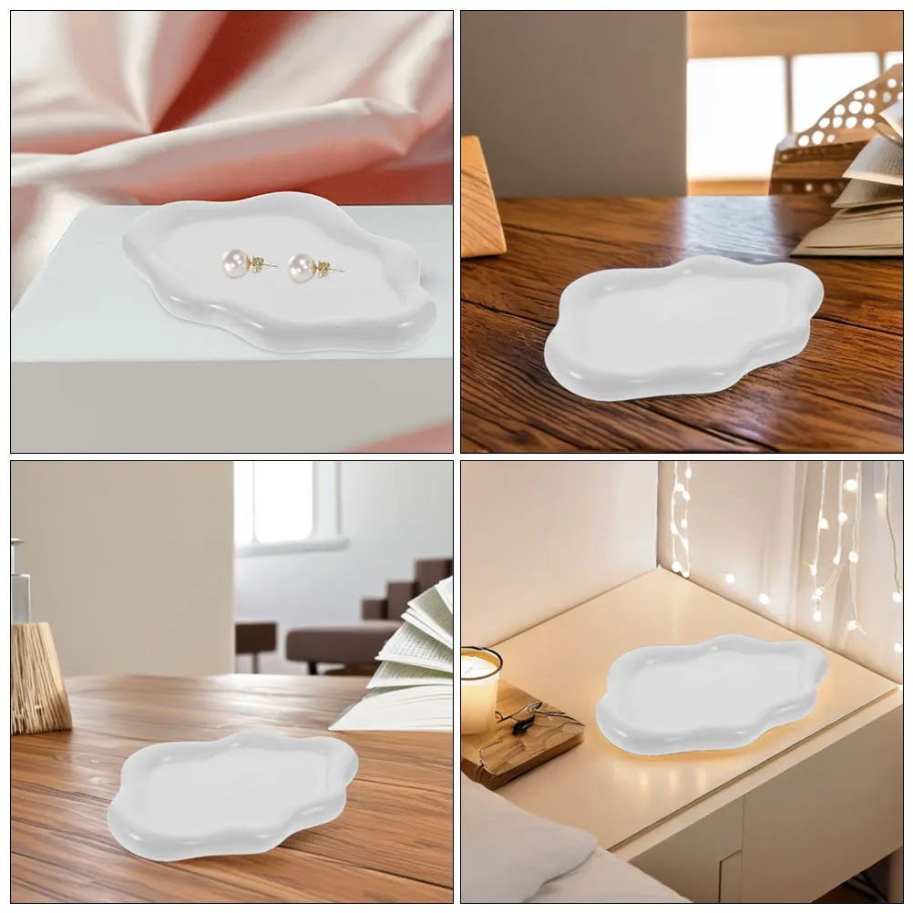 2Pcs Ceramic Tray Luxury Design Necklace Ring Holder Decorative Trinket Dish Storage Organizer Vanity Plate