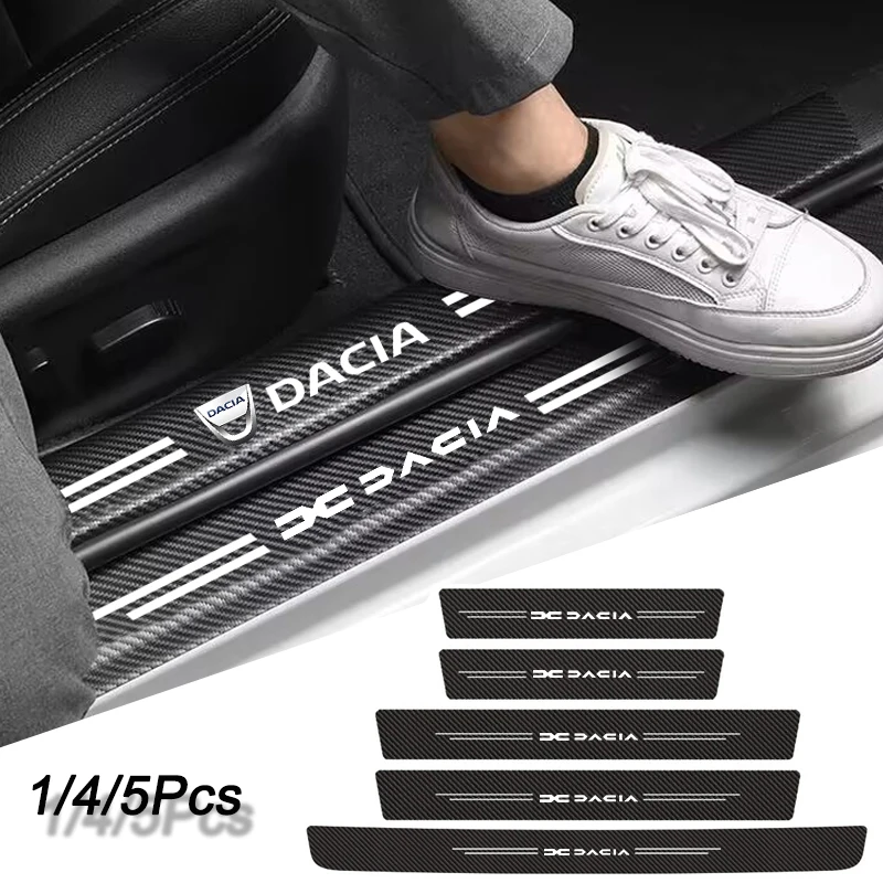 Autocollants de protection anti-écrasement pour seuil de porte de voiture en Fiber de carbone, 1/4/5 pièces, pour Dacia Duster Logan Sandero Stepway Dokker Lodgy MCV