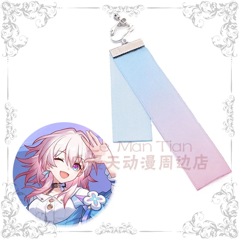 Anime Honkai: Star Rail March 7th Cosplay Earrings Ear Needles Ear Clips Ear Hooks Red Blue Pink Props