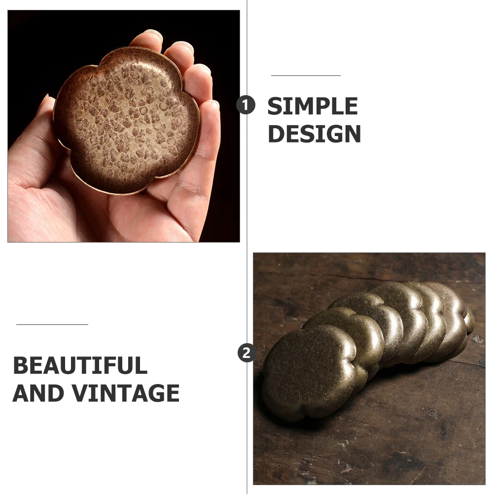 

Vintage Bronze Tea Cup Coaster H made Insulation Pad for Accessories Simple Design Office Home Copper Material Long Lasting