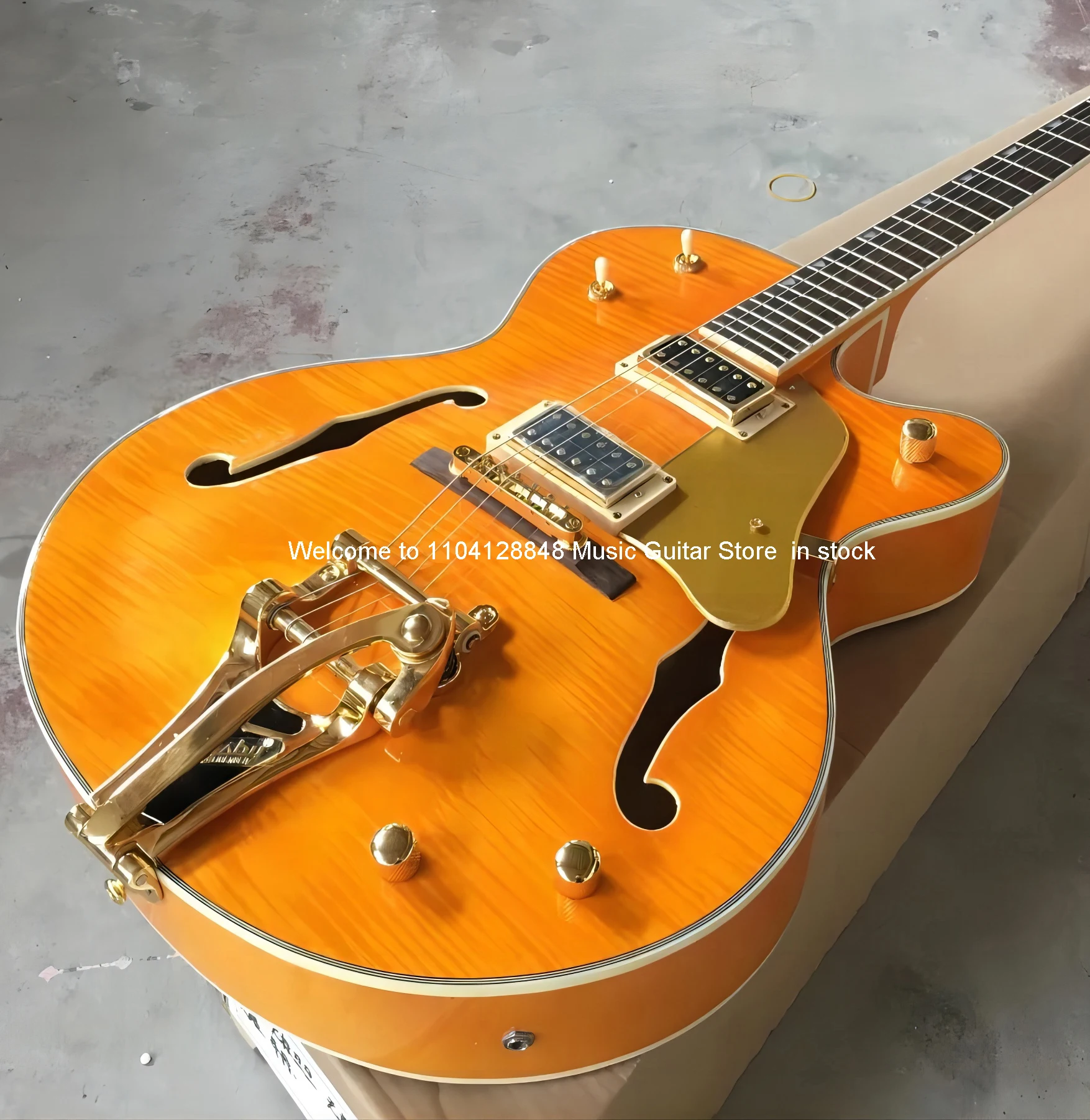 Free shipping! wholesale Factory Custom Guitar Orange Falcon 6120 Semi Hollow Body Jazz Electric Guitar With Bigs Tremolo