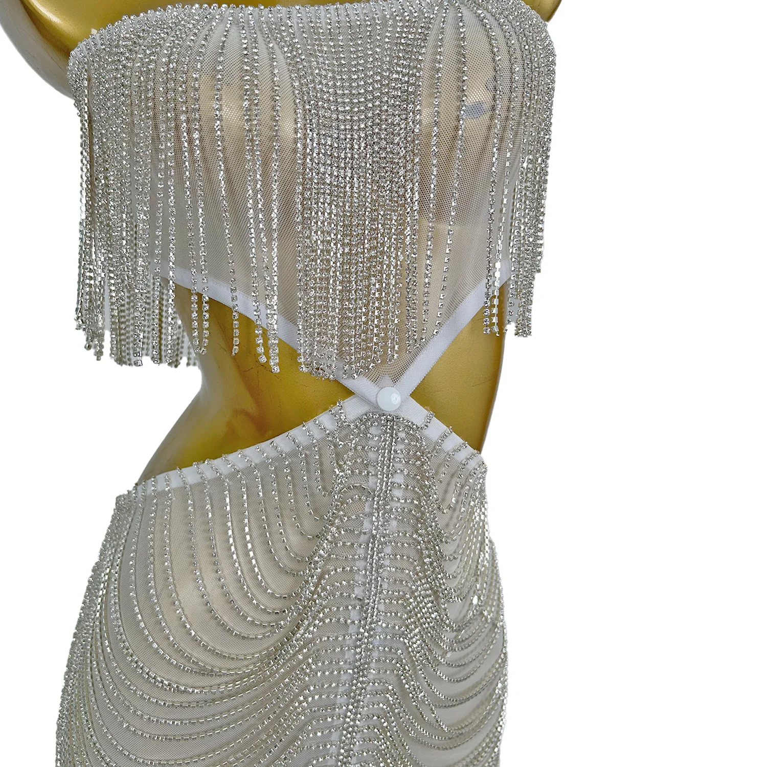 مثير حمالة شرابة حجر الراين عيد ميلاد حفلة موسيقية فستان طويل النساء ملابس الحفلات قطع الطابق طول مأدبة مساء فستان ضيق